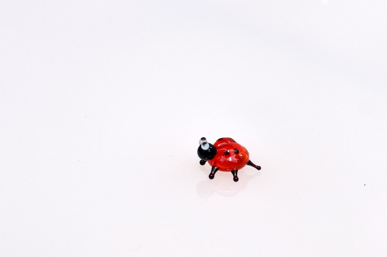 Miniature Glass Ladybug Figurine: Handblown Red Insect Sculpture