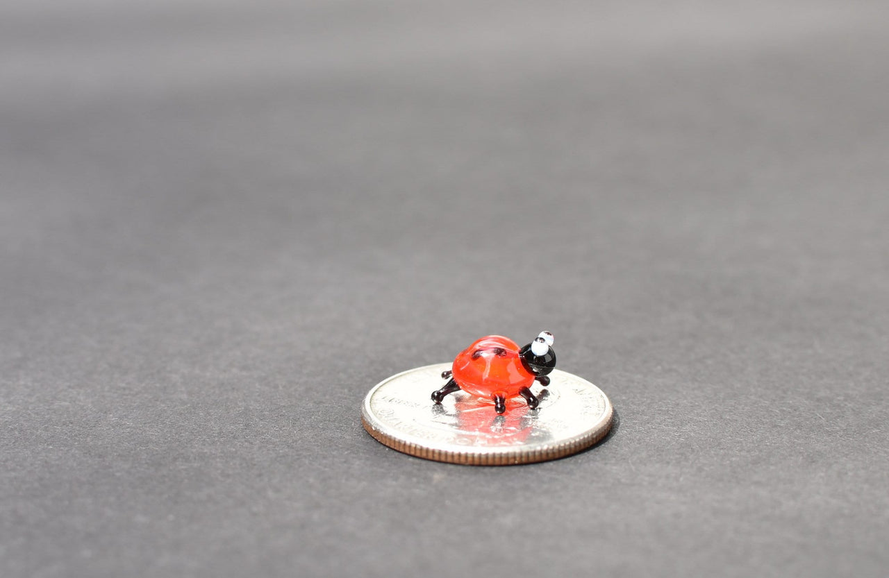 Miniature Glass Ladybug Figurine: Handblown Red Insect Sculpture