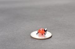 Miniature Glass Ladybug Figurine: Handblown Red Insect Sculpture