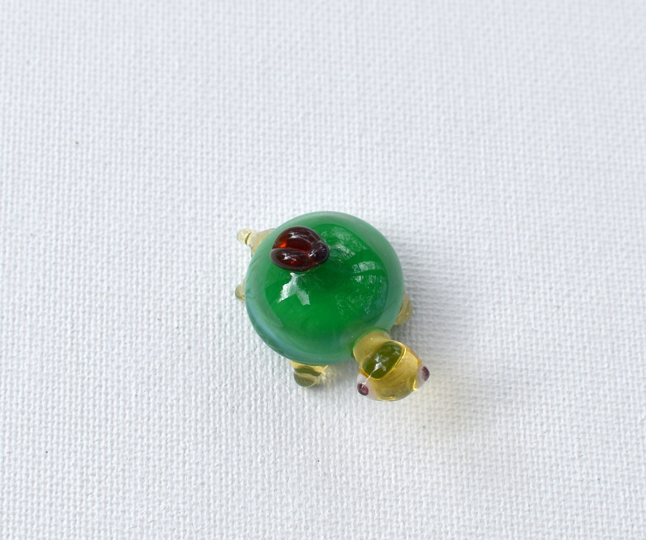 Tiny Green Glass Turtle with Ladybug – Handcrafted Miniature Animal Figurine