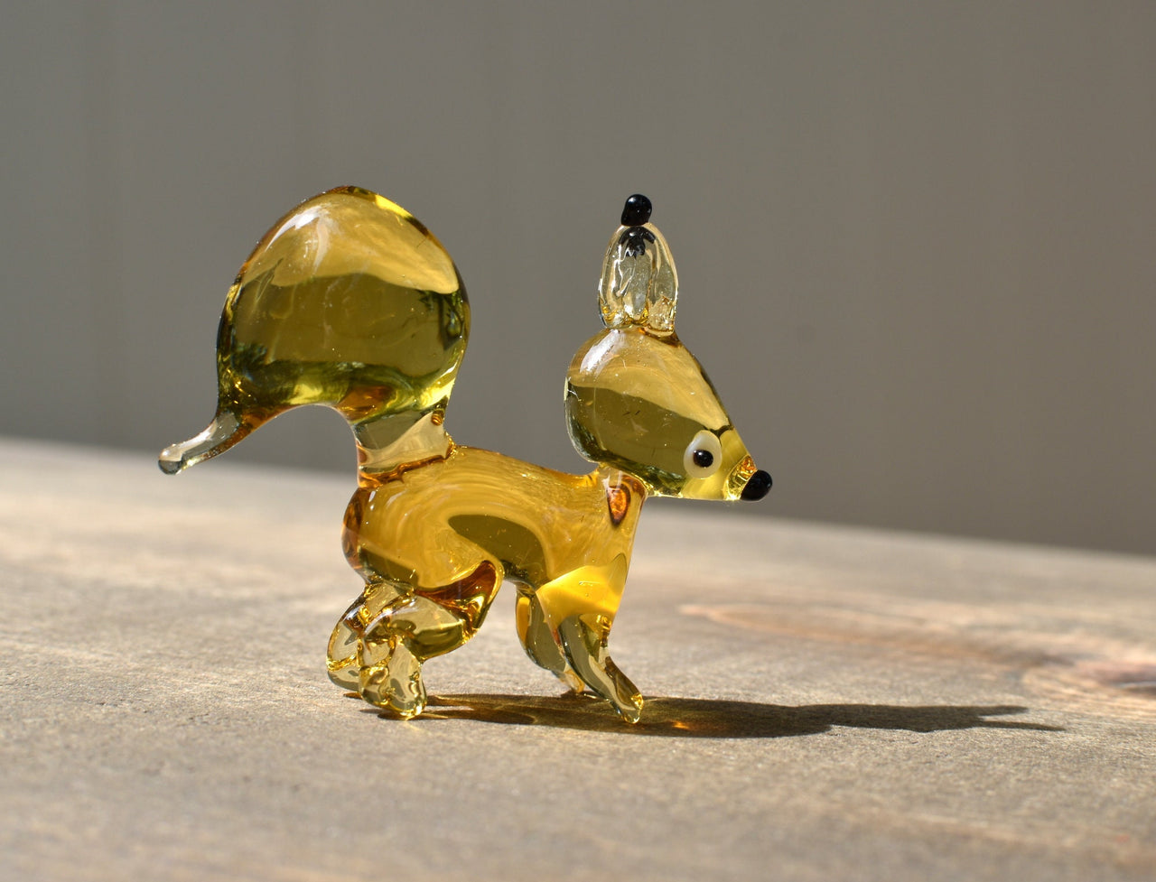 Handmade Glass Squirrel Figurine: Collectible Art Glass Sculpture