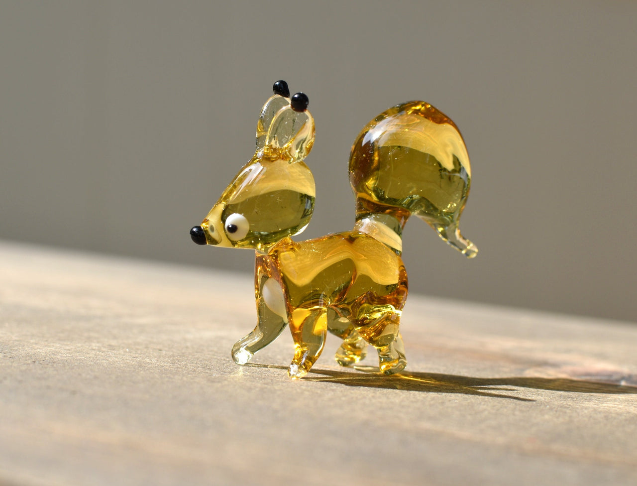 Handmade Glass Squirrel Figurine: Collectible Art Glass Sculpture