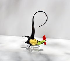 Colorful Glass Rooster Figurine: Hand-Blown Art Glass Sculpture