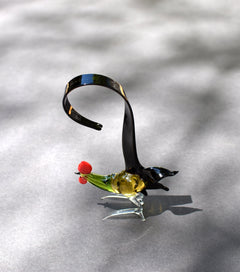 Colorful Glass Rooster Figurine: Hand-Blown Art Glass Sculpture