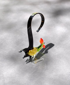 Colorful Glass Rooster Figurine: Hand-Blown Art Glass Sculpture