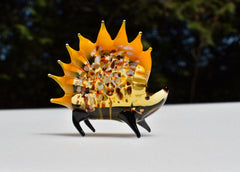 Handmade Glass Hedgehog Figurine: Whimsical Art Glass Sculpture