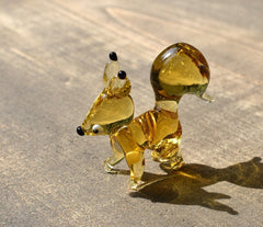 Handmade Glass Squirrel Figurine: Collectible Art Glass Sculpture