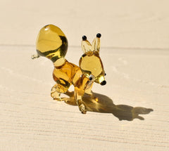 Handmade Glass Squirrel Figurine: Collectible Art Glass Sculpture