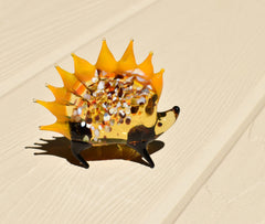 Handmade Glass Hedgehog Figurine: Whimsical Art Glass Sculpture