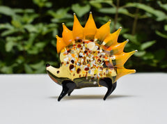 Handmade Glass Hedgehog Figurine: Whimsical Art Glass Sculpture