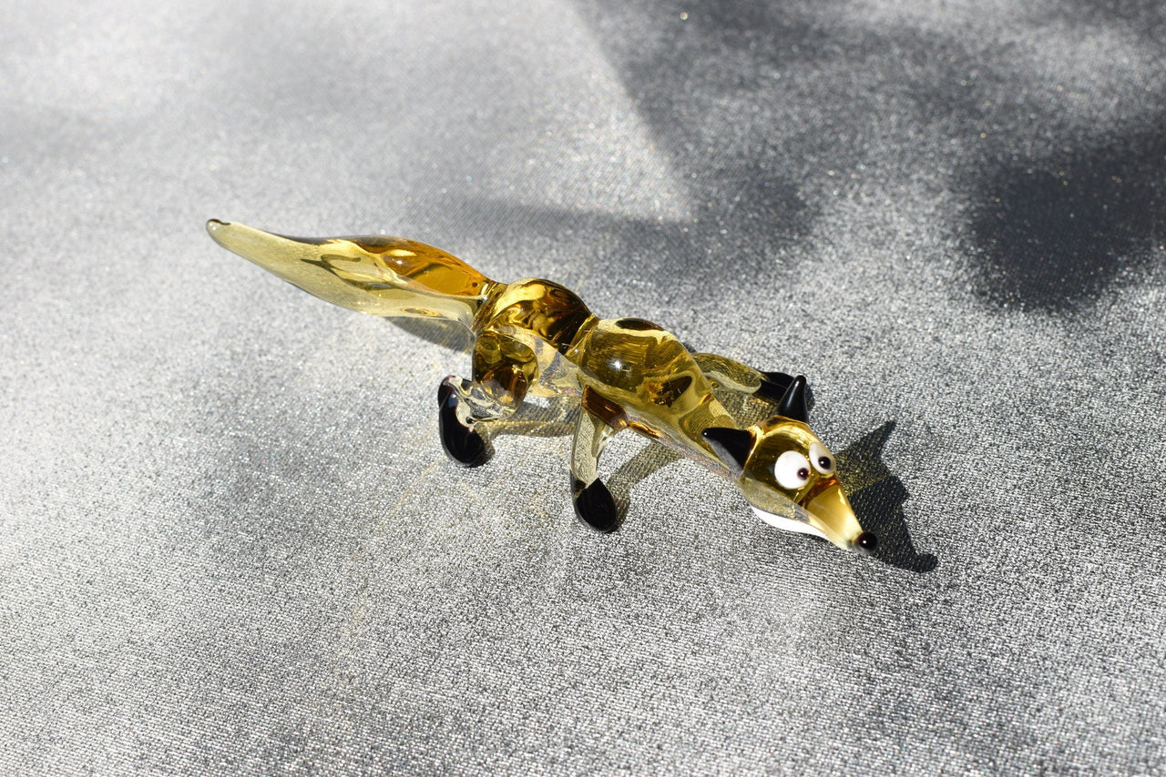 Handmade Glass Fox Figurine: Whimsical Animal Sculpture