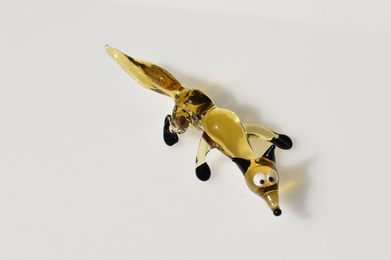 Handmade Glass Fox Figurine: Whimsical Animal Sculpture