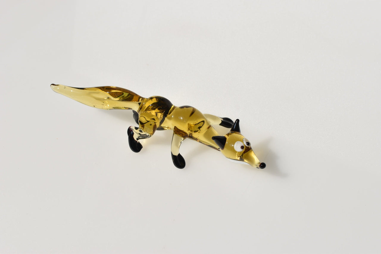 Handmade Glass Fox Figurine: Whimsical Animal Sculpture