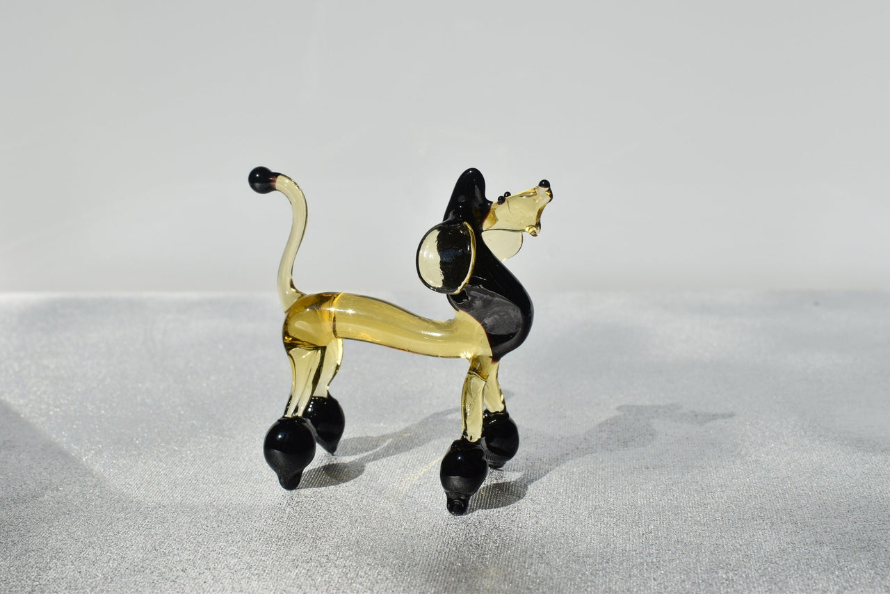 Poodle Figurine, Poodle Gifts, Poodle Art, Dog Memorial Gift, Standard Poodle, Blown Glass Animals, Poodle Decor, Black & Amber Show Dog