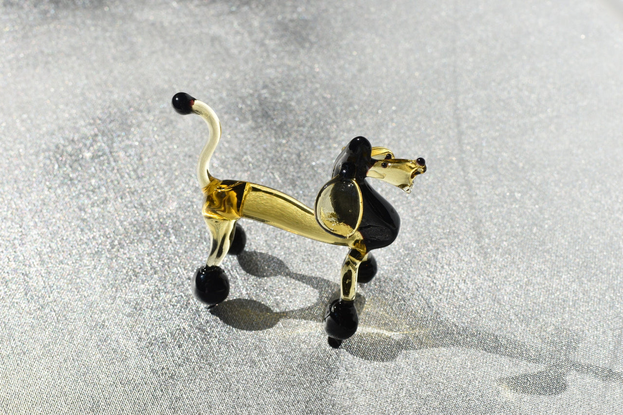 Poodle Figurine, Poodle Gifts, Poodle Art, Dog Memorial Gift, Standard Poodle, Blown Glass Animals, Poodle Decor, Black & Amber Show Dog