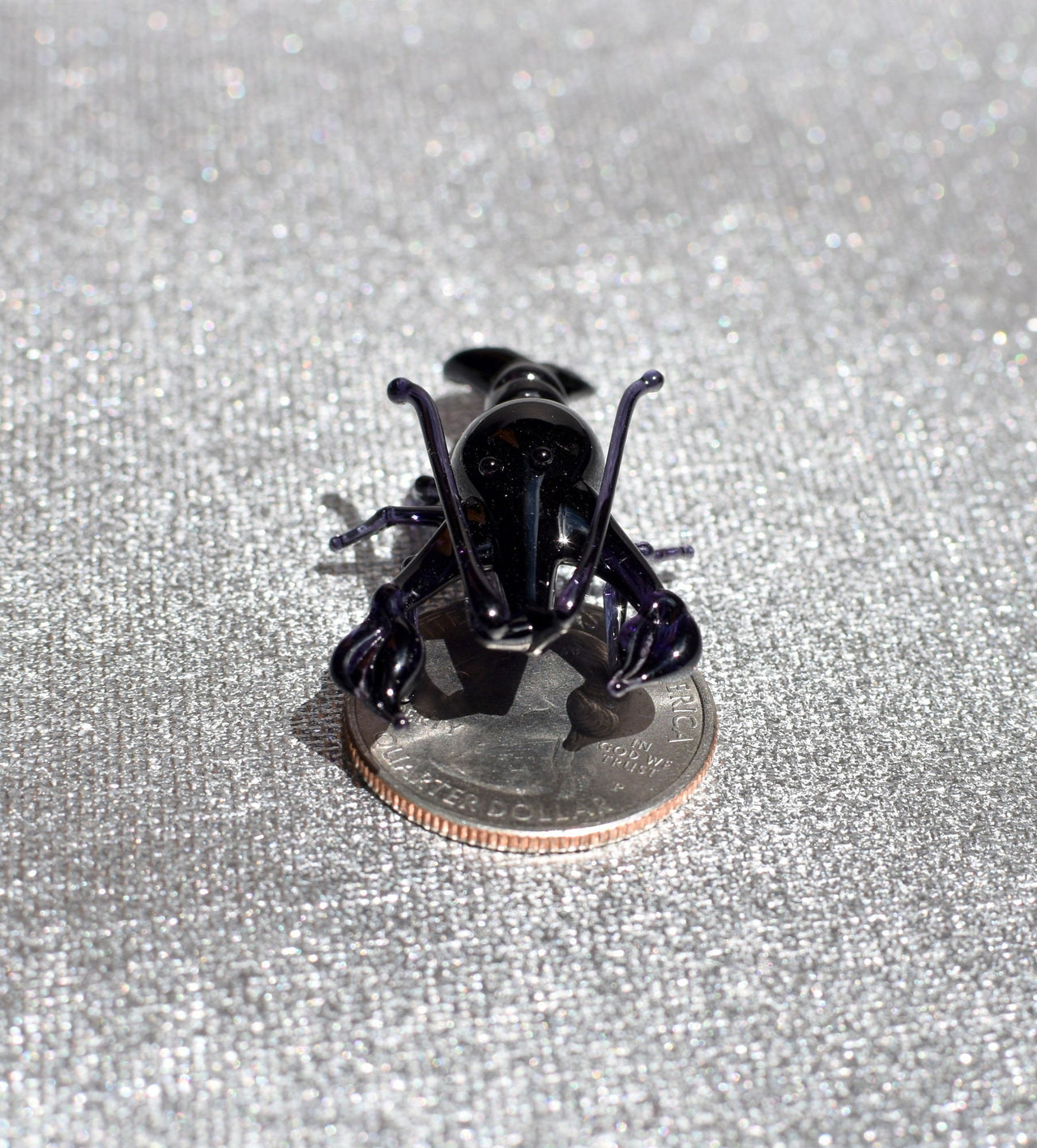 Black Glass Lobster Figurine – Handcrafted Miniature Ocean Animal