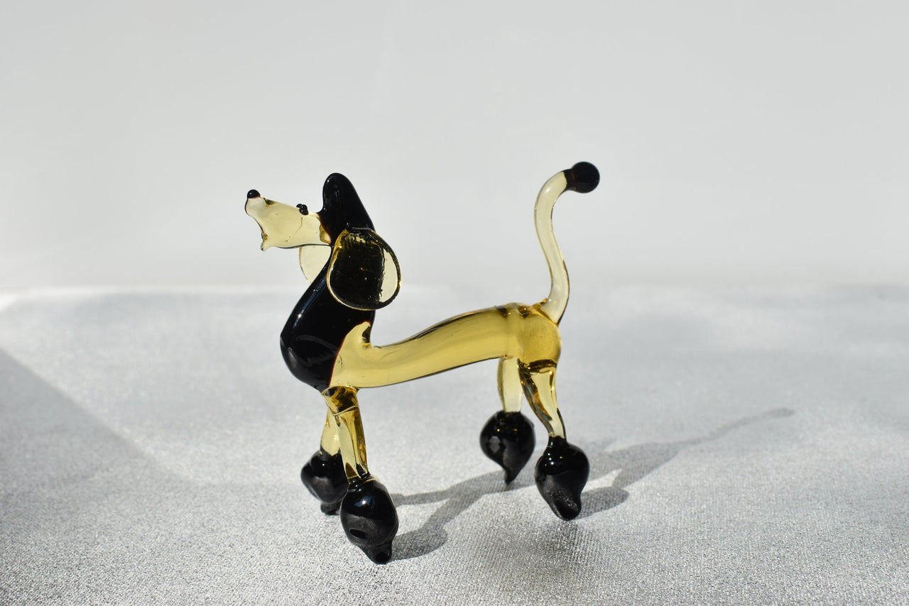 Poodle Figurine, Poodle Gifts, Poodle Art, Dog Memorial Gift, Standard Poodle, Blown Glass Animals, Poodle Decor, Black & Amber Show Dog
