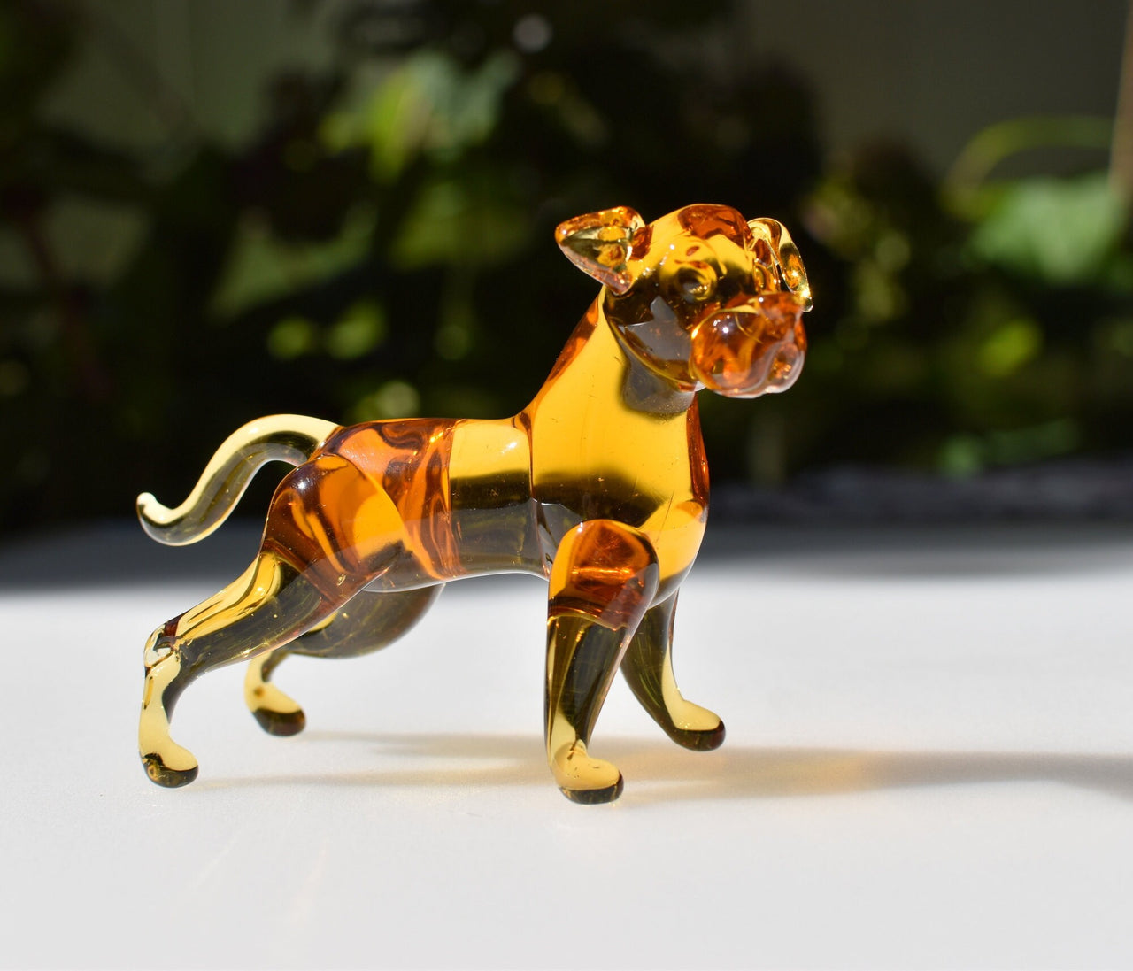 Glass Dog Figurine: Hand-Blown Art | Pitbull Sculpture