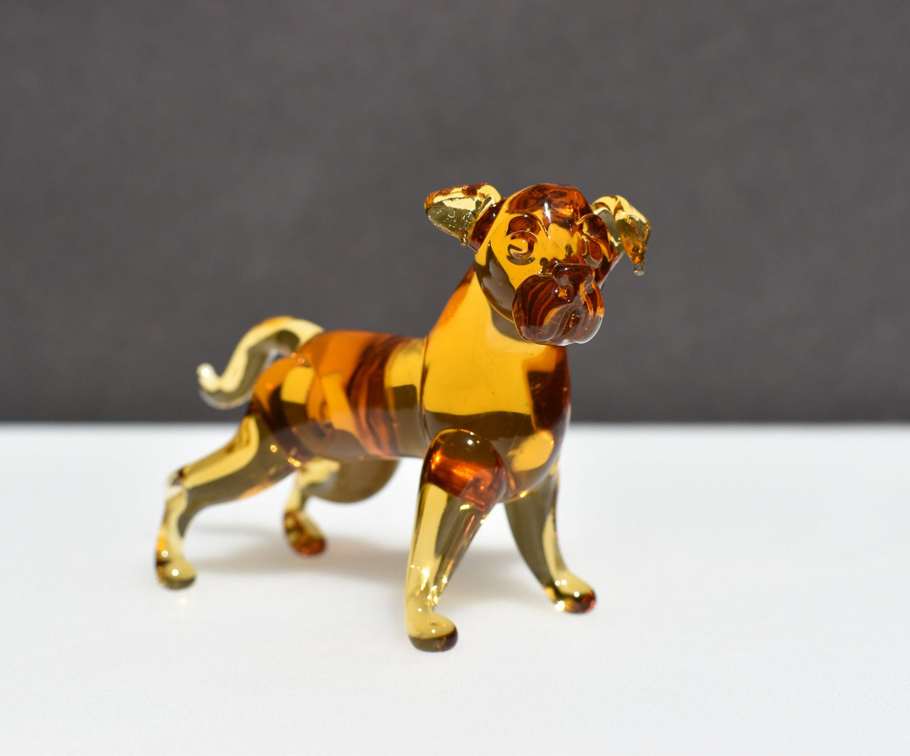 Glass Dog Figurine: Hand-Blown Art | Pitbull Sculpture