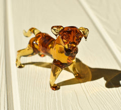 Glass Dog Figurine: Hand-Blown Art | Pitbull Sculpture
