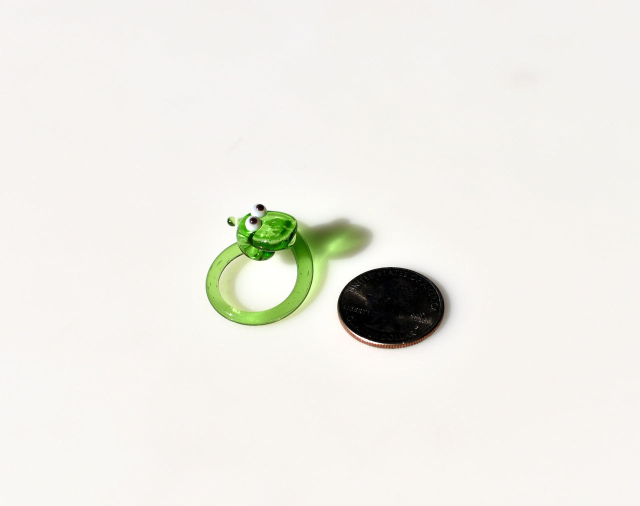 Lampwork Glass Miniature Green Snake: Whimsical Figurine