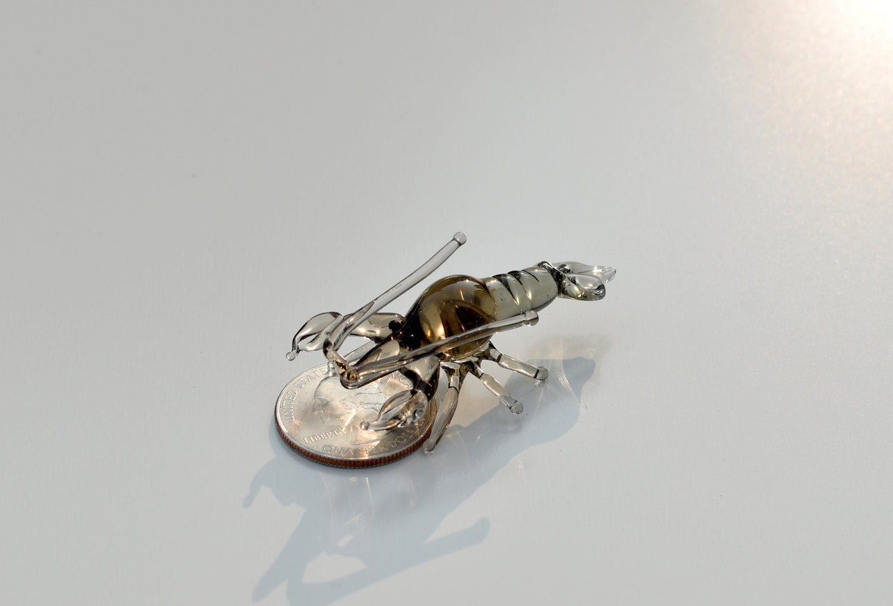 Handmade Glass Lobster Figurine: Whimsical Miniature Sculpture, 2 inch