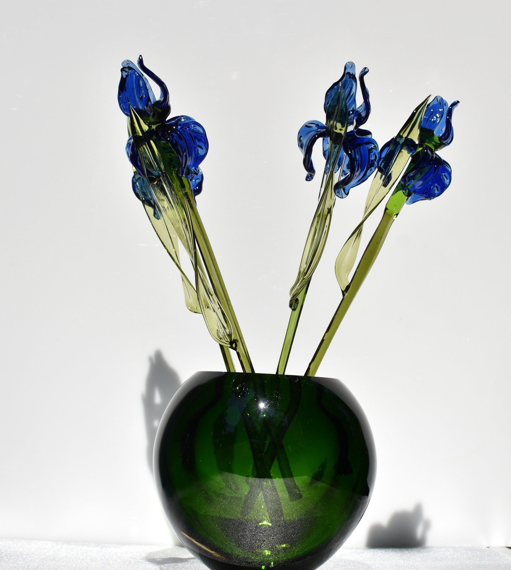 Blue Glass Iris, Glass Flower Bouquet, Glass Flowers, Glass Birth Month Flower, Forever Flowers, Mothers Day Gifts, Anniversary Gift for Her