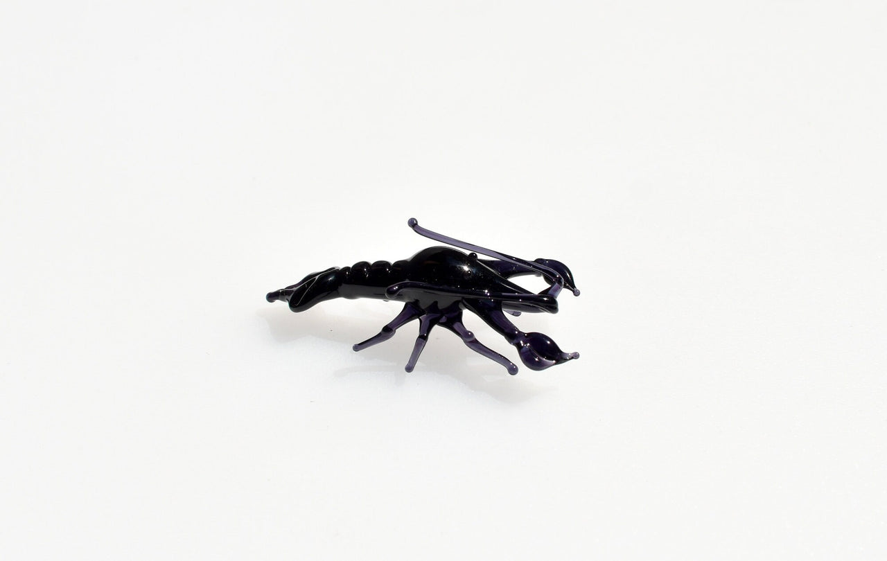 Black Glass Lobster Figurine – Handcrafted Miniature Ocean Animal