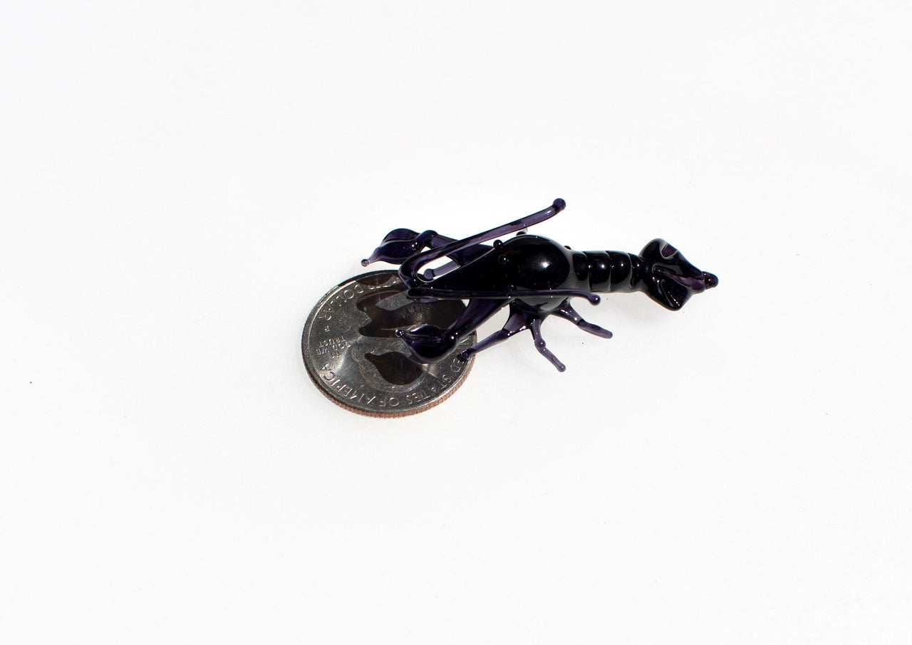 Black Glass Lobster Figurine – Handcrafted Miniature Ocean Animal