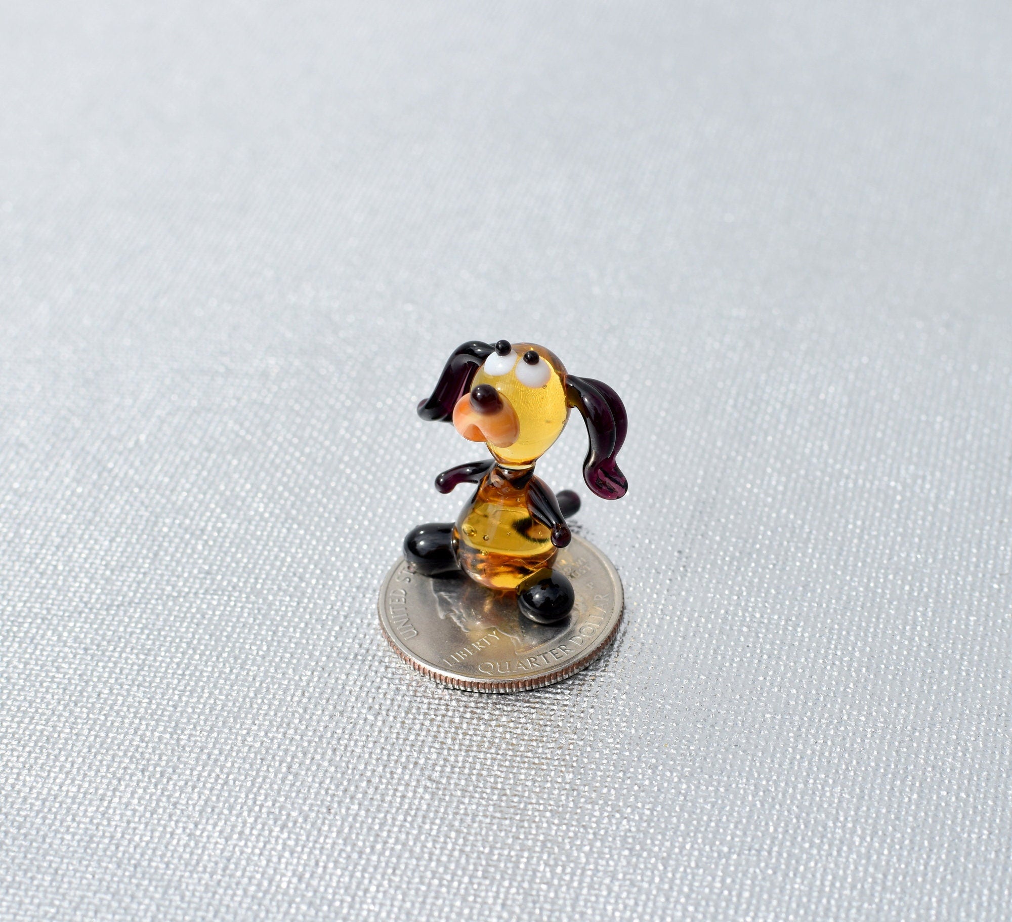 Lampwork Glass Dog Figurine: Tiny Whimsical Miniature