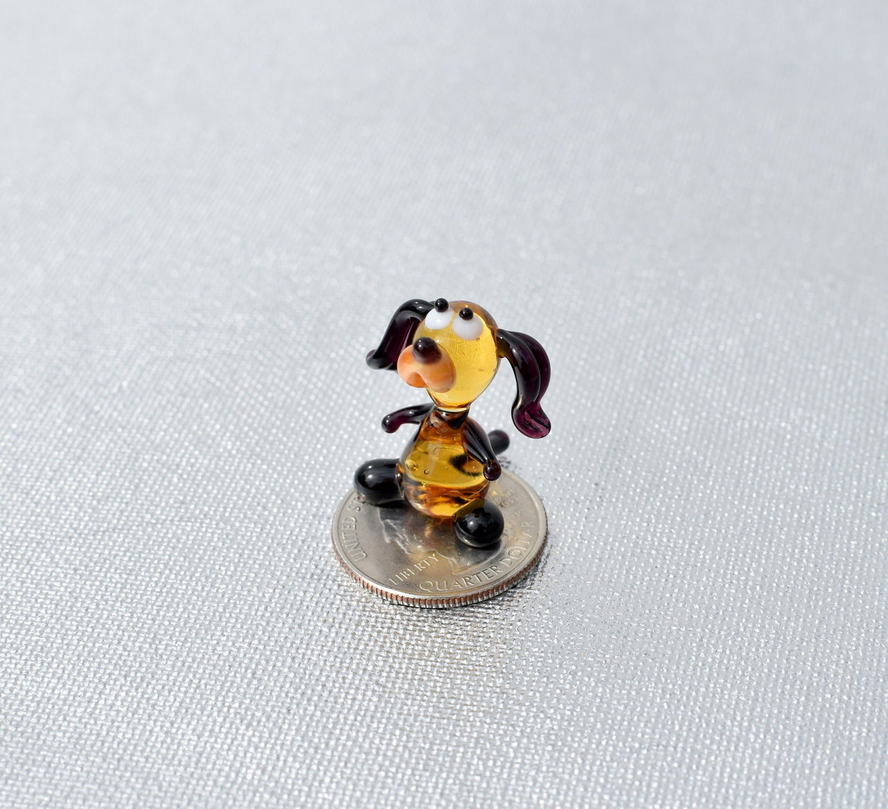 Amber Glass Dog Figurine, Mini Glass Animals, Collectible Tiny Glass Animals, Dog Memorial Gift, Miniature Glass Animals, Puppy Gift