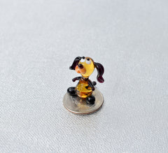 Amber Glass Dog Figurine, Mini Glass Animals, Collectible Tiny Glass Animals, Dog Memorial Gift, Miniature Glass Animals, Puppy Gift