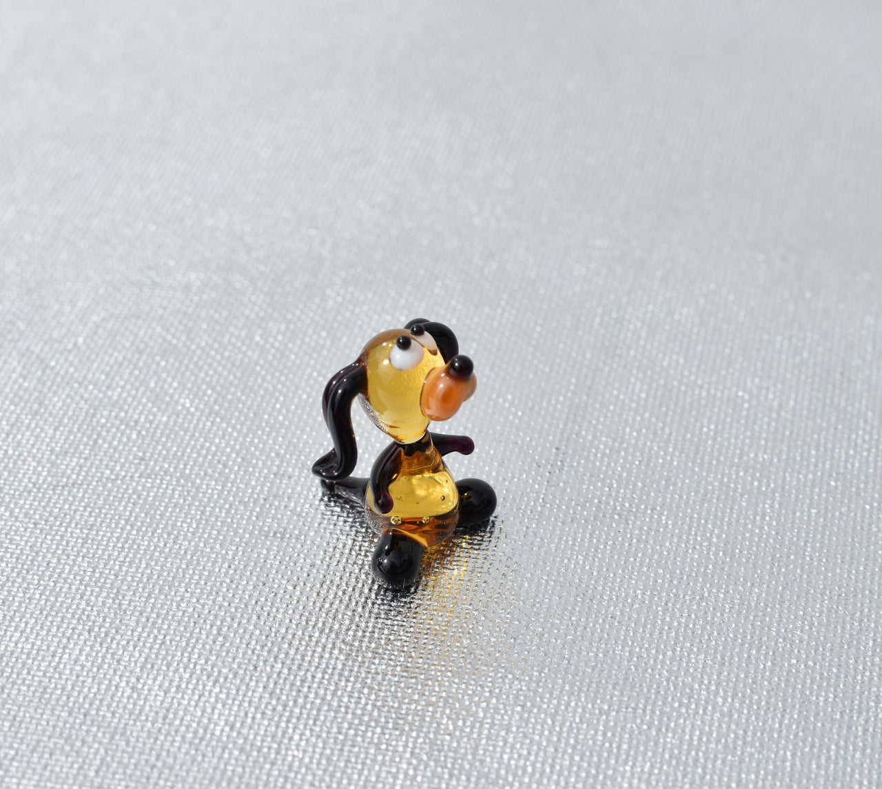 Lampwork Glass Dog Figurine: Tiny Whimsical Miniature