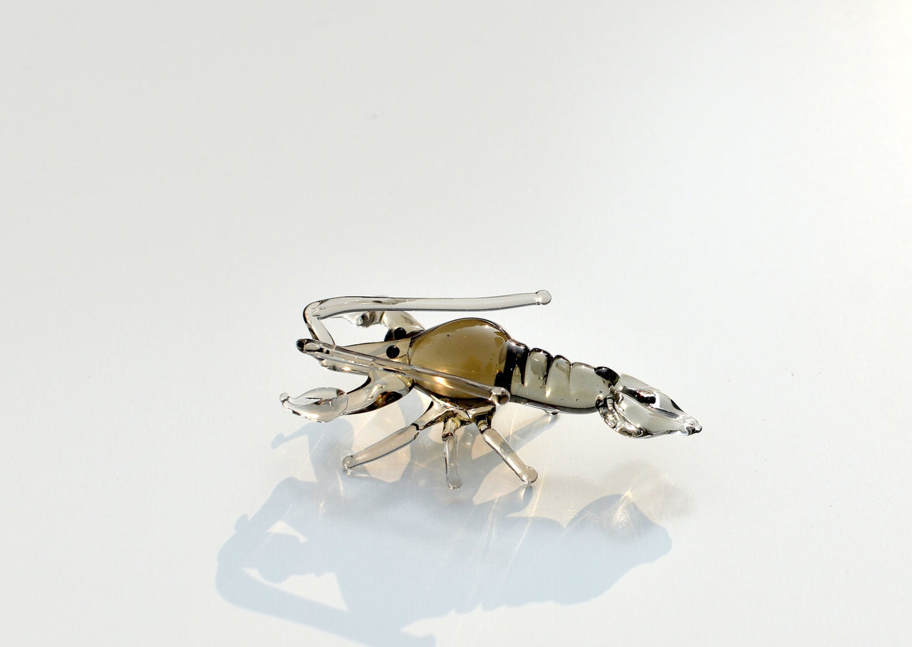 Handmade Glass Lobster Figurine: Whimsical Miniature Sculpture, 2 inch