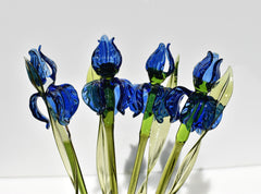 Blue Glass Iris, Glass Flower Bouquet, Glass Flowers, Glass Birth Month Flower, Forever Flowers, Mothers Day Gifts, Anniversary Gift for Her