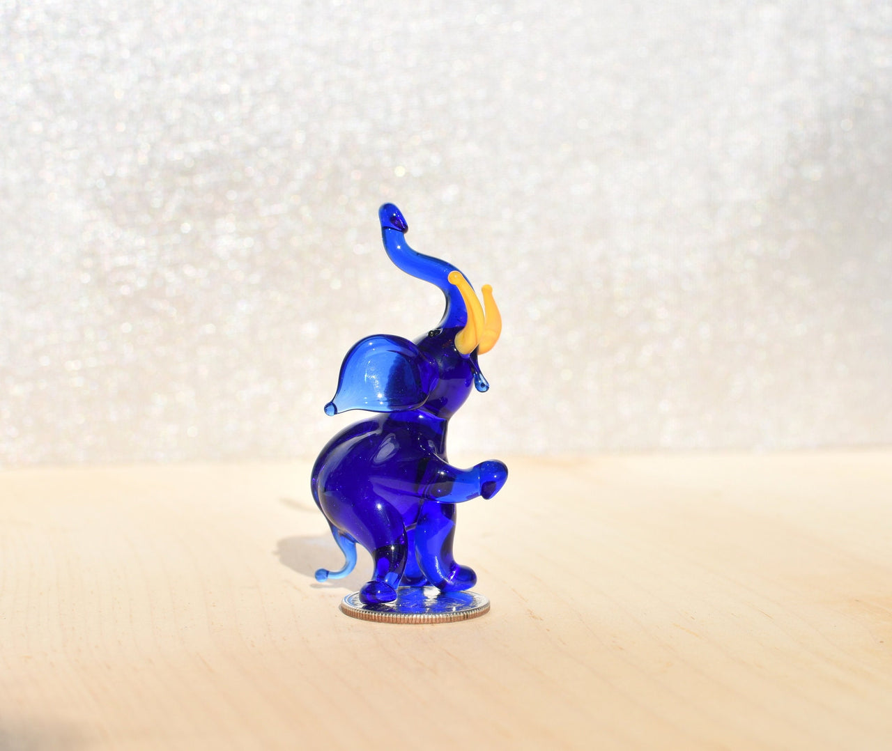 Elephant Statue, Elephant Sculpture, Blue Glass Elephant, Elephant Decor, Elephant Figurine, Elephant Gifts for Women, Glass Elephant, Art