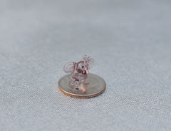 Tiny Purple Glass Elephant Figurine – Handmade Blown Glass Mini Animal Sculpture, Cute Desk Decor Gift