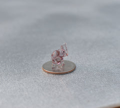 Tiny Purple Glass Elephant Figurine – Handmade Blown Glass Mini Animal Sculpture, Cute Desk Decor Gift