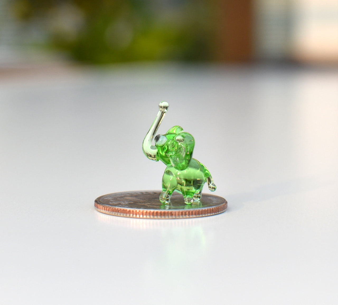 Mini Glass Animals, Elephant Figurine, Green Glass Elephant, Elephant Gifts, Glass Animals, Tiny Glass Animals, Elephant Decor, Art, Lime