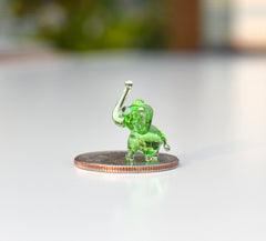 Mini Glass Animals, Elephant Figurine, Green Glass Elephant, Elephant Gifts, Glass Animals, Tiny Glass Animals, Elephant Decor, Art, Lime