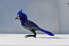 Handmade Glass Bluebird Figurine: Flame Worked Art Glass Sculpture