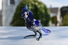 Handmade Glass Bluebird Figurine: Flame Worked Art Glass Sculpture