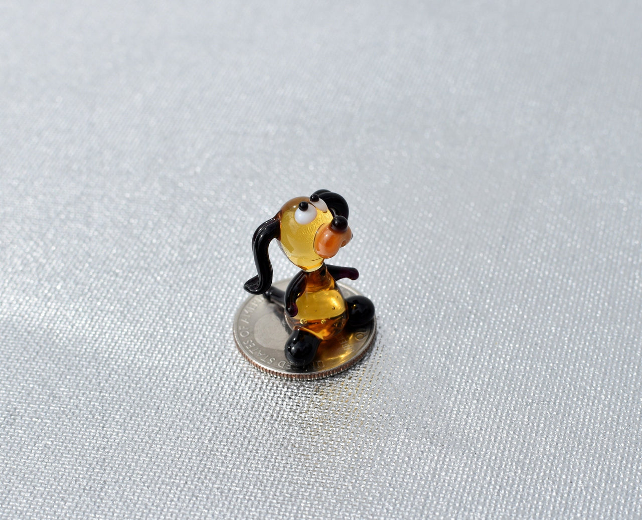 Lampwork Glass Dog Figurine: Tiny Whimsical Miniature