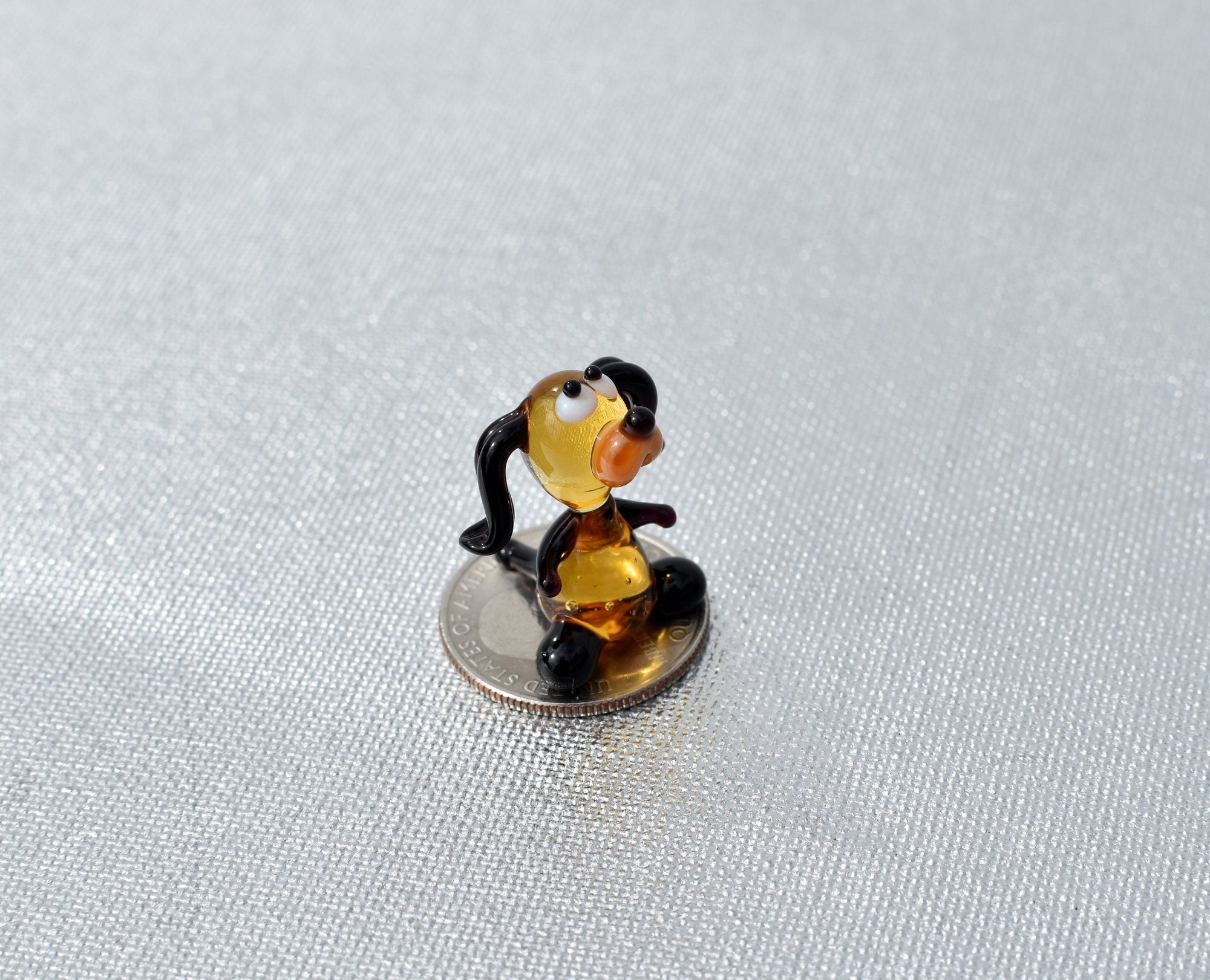 Lampwork Glass Dog Figurine: Tiny Whimsical Miniature