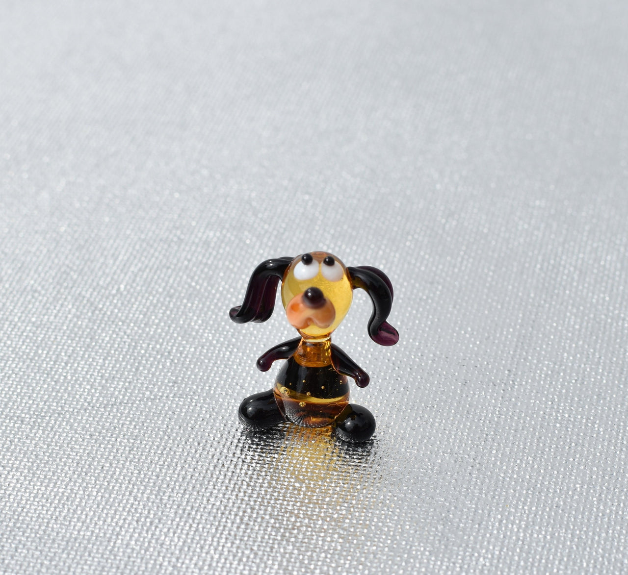 Lampwork Glass Dog Figurine: Tiny Whimsical Miniature