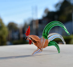 Elegant Glass colorful rooster. Whimsical figurine, lots of character and personality. Excellent addition to your glass menagerie collection