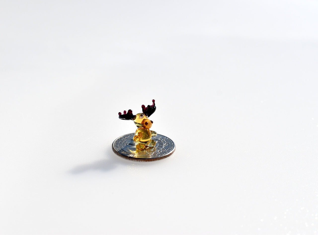 Miniature Hand Blown Glass Reindeer Figurine: Holiday Decor