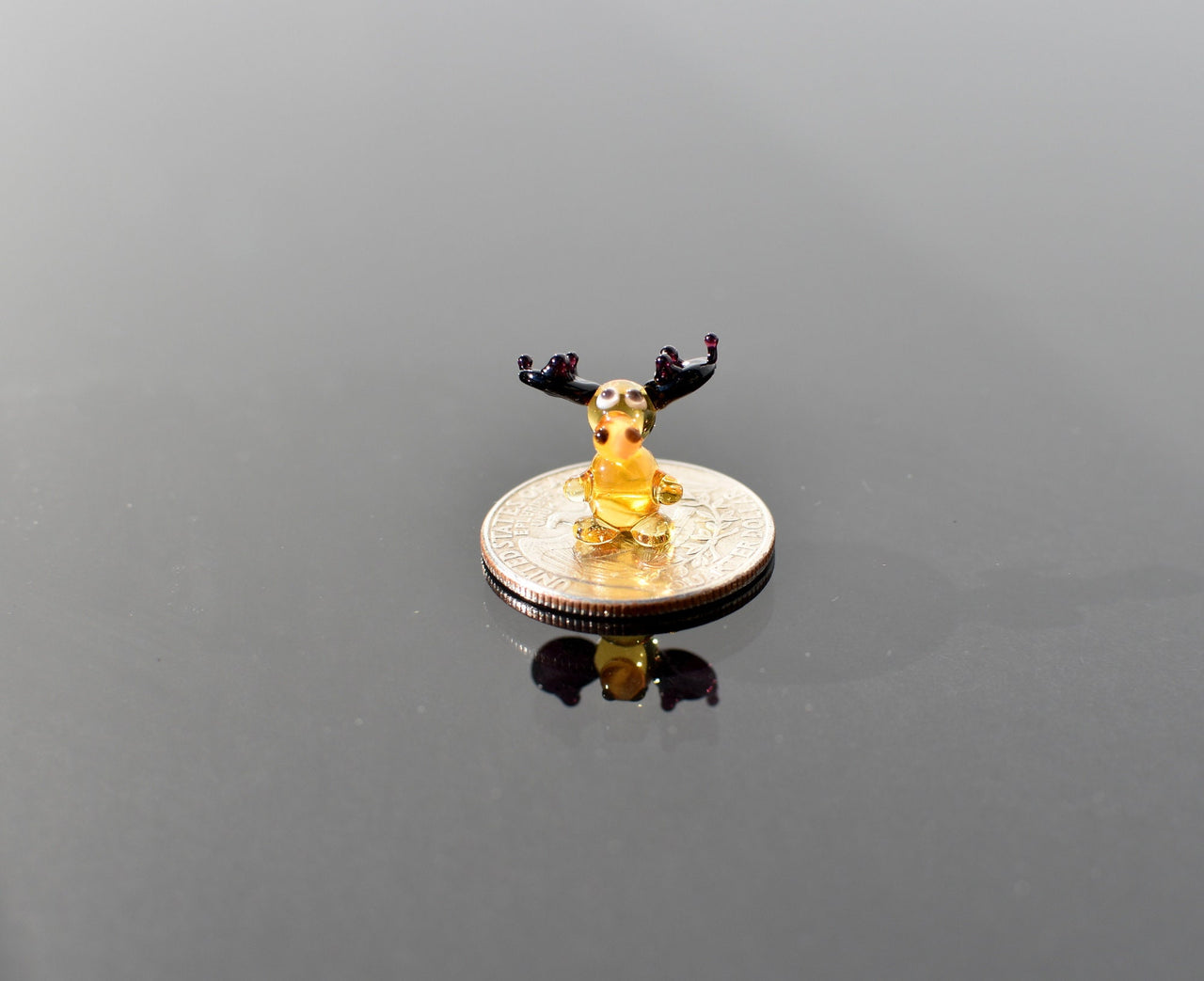 Miniature Hand Blown Glass Reindeer Figurine: Holiday Decor