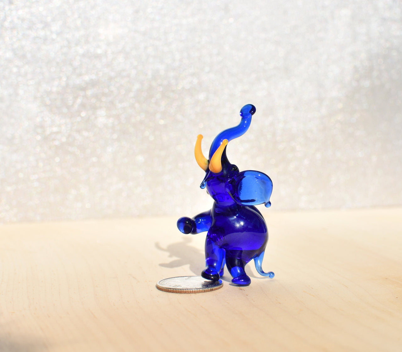 Elephant Statue, Elephant Sculpture, Blue Glass Elephant, Elephant Decor, Elephant Figurine, Elephant Gifts for Women, Glass Elephant, Art