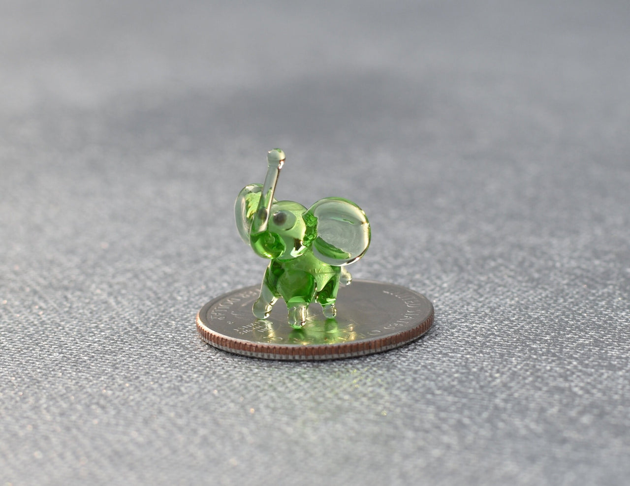 Mini Glass Animals, Elephant Figurine, Green Glass Elephant, Elephant Gifts, Glass Animals, Tiny Glass Animals, Elephant Decor, Art, Lime